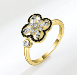Black Zirconia Clover (Gold/Silver)
